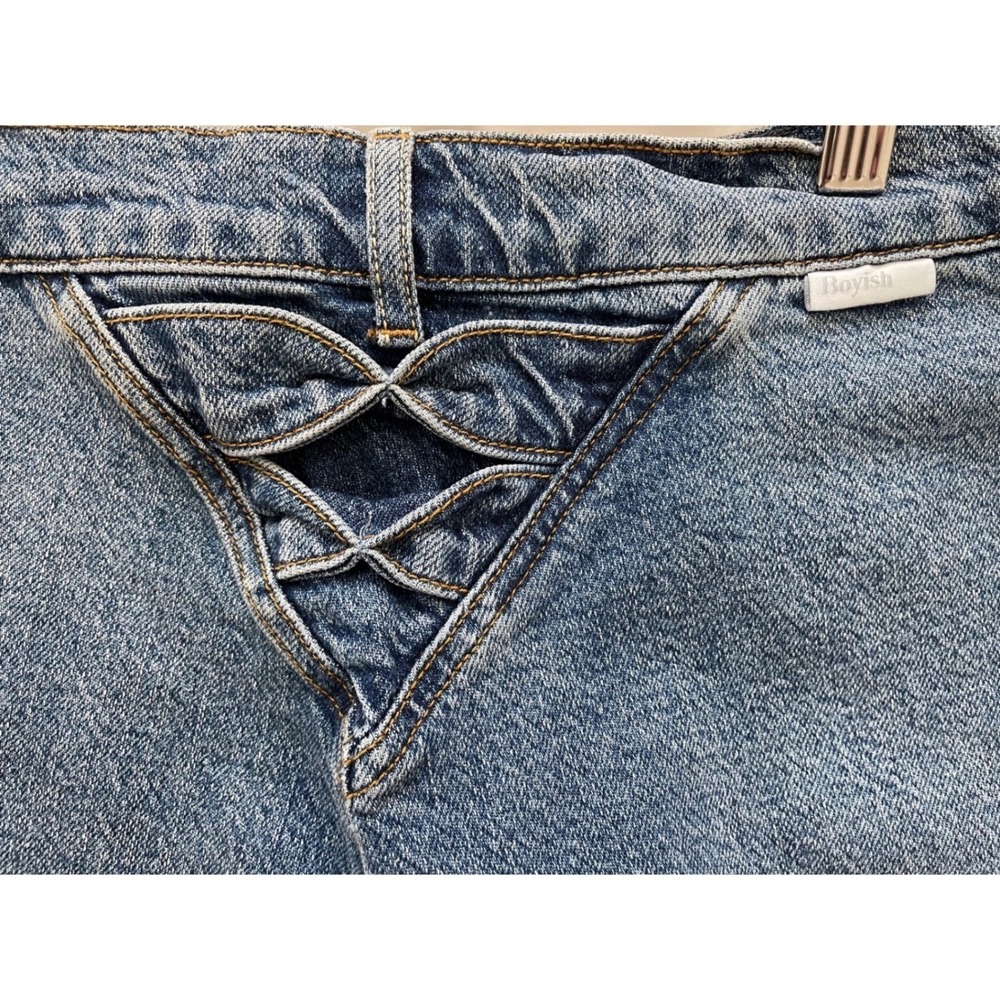 Boyish The Mikey Jeans 27 Starfight High Rise Wide Leg Lace Up Back Button Fly